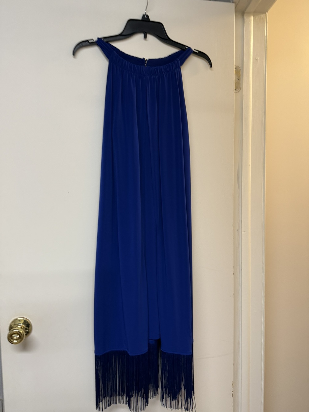 Royal Blue Chicos Fringed-Hem Dress, Size 2P (about petite 12 or large)